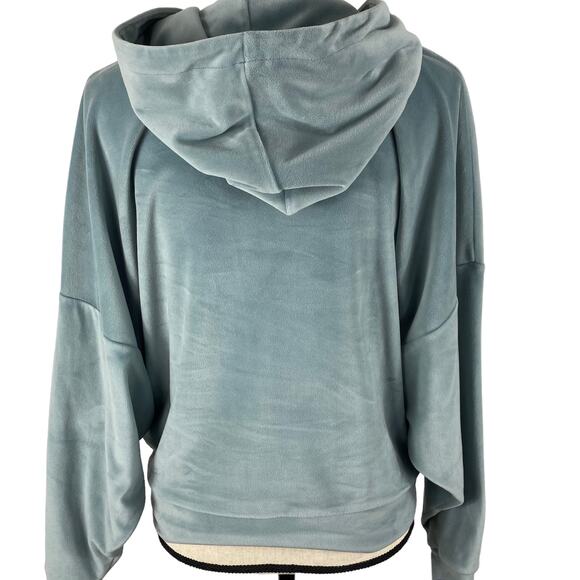 American Eagle Velour Sweatshirt Cozy Ever After Hoodie Teal Green Womens Small - Picture 3 of 13